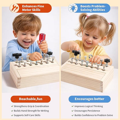 INIFEIDALA Kids Tool Set,Montessori Toys for 3 4 5 Year Old,Montessori Screwdriver Board Set,Sensory Preschool Learning for Toddler Travel,Fine Motor Skills - STEM Toys