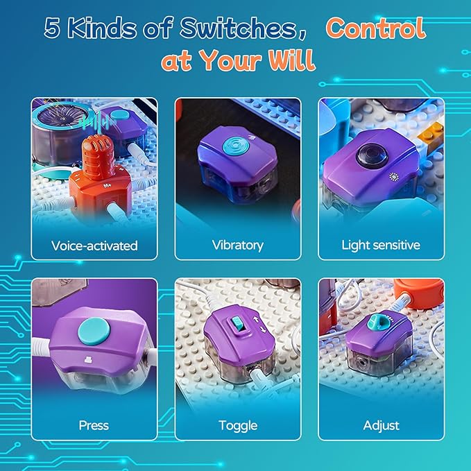 STEM Science Kit for Kids, 45pcs Electronic Science Experiments Toys, Kids Circuit Board Building Set, Science Physics Engineering Projects, School Learning Educational Gifts for Boys Girls 5-7 8-12