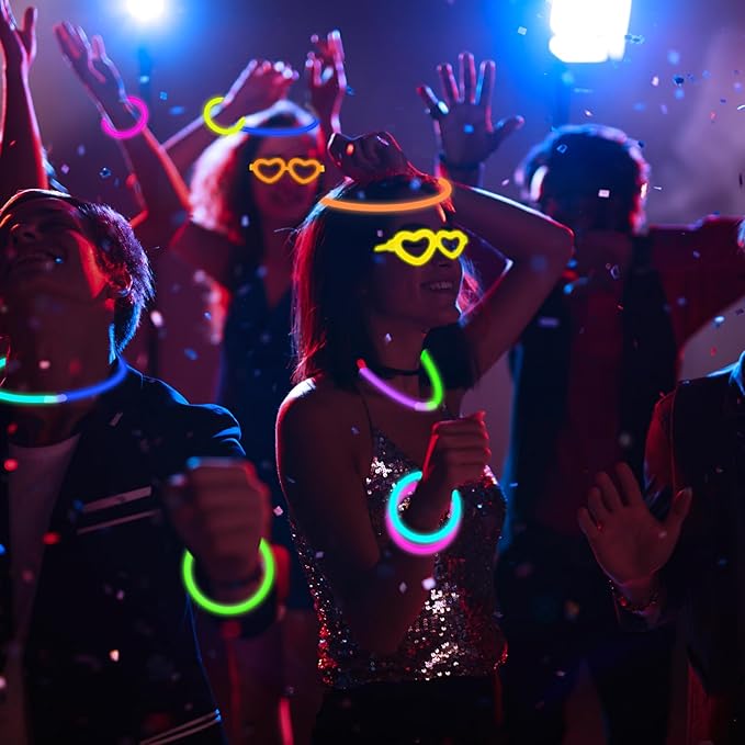 12 Pack Glow Heart Glasses Valentines Day Toys Gifts with 40 Glow Sticks & Connectors (for 12 Glow Glasses & 16 Bracelets), Neon Light Up Party Favor Supplies for Birthday Camping Dance (kids&Adults)