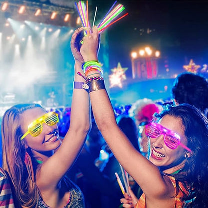 125 Pack Glow in the Dark Party Supplies with 100 Glow Sticks Bracelets and 25 Shutter Shades Flashing Glasses, LED Light Up Toys Neon Party Favors for Kid/Adult Birthday Wedding Carnival Concerts