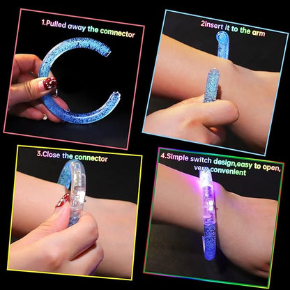 80 Pack LED Bracelets,6 Color Glow Bracelet Glow in The Dark Bracelets,Flashing Light Up Bracelet for Adults,Glow Stick Bracelet for Concerts Festivals Carnival Rave Neon Party Supplies