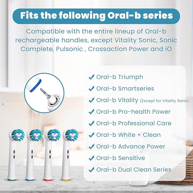 Replacement Toothbrush Heads Compatible with Oral B Braun 12 Pcs Professional Electric Toothbrush Heads Brush Heads Replacement for Heads Refill Pro 500/1000/1500/3000/3757/5000/7000/7500/8000