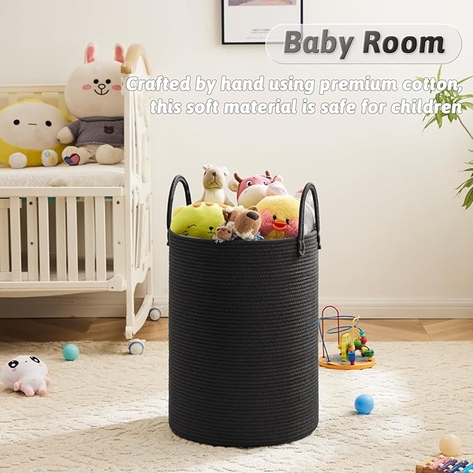 Artfeel Laundry Basket,Woven Cotton Rope Laundry Hamper,60L for Decorative Storage of Dirty Clothes,Toys and Blankets in Bathroom,Baby Room and Living Room