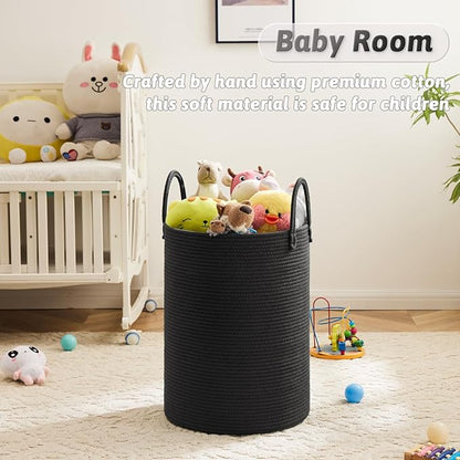 Artfeel Laundry Basket,Woven Cotton Rope Laundry Hamper,80L for Decorative Storage of Dirty Clothes,Toys and Blankets in Bathroom,Baby Room and Living Room