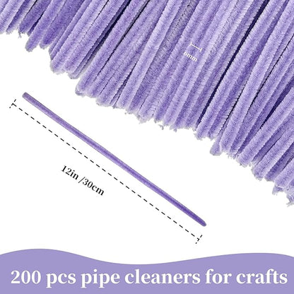 Lovely Light Purple Pipe Cleaners Craft,200pcs Arts Crafts,Chenille Stems Art Supplies for Projects Creative DIY Room Decor,Christmas Decorations,Teen Girl Gifts Trendy Stuff,Halloween Gifts