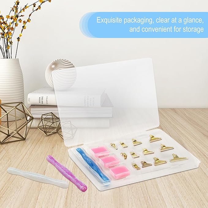 MuitoFeliz 24PCS DIY Diamond Art Pen Painting Tool Set - Metal Threaded Tip Accessories Gem Resin Dotting Pen Supplies Kit (Three Pen + 12 Tips + 9 Dotting Clay)