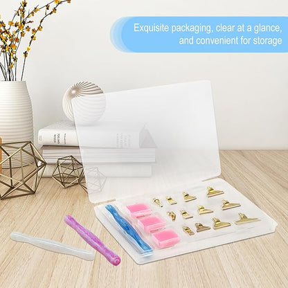 MuitoFeliz 24PCS DIY Diamond Art Pen Painting Tool Set - Metal Threaded Tip Accessories Gem Resin Dotting Pen Supplies Kit (Three Pen + 12 Tips + 9 Dotting Clay)