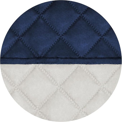 PureFit Reversible Quilted Sofa Cover, Water Resistant Slipcover Furniture Protector, Washable Couch Cover with Non Slip and Elastic Straps for Kids, Dogs, Pets (Oversized Loveseat, Navy/Ivory)