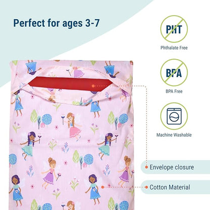 Wildkin Kids Nap Mat Cover for Boys & Girls, Sewn-in Flap Design Rest Mat Cover, Perfect for Preschool and Daycare, Fits Our Vinyl Nap Mat up to 1.5 Inches Including Basic Sleep Mat (Fairy Garden)