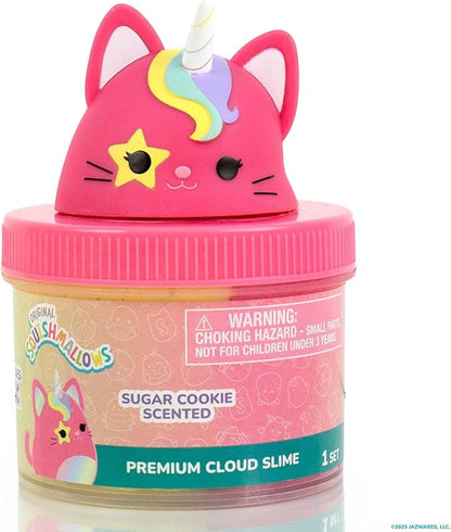 Original Squishmallows Sienna the Caticorn Premium Cloud Slime, Sugar Cookie-Scented, 8 oz., Storage Container with Figurine Topper, Rubber Charm, Goodie Bags Stuffers, Kids Party Favors, Sensory Toys