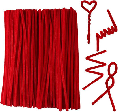 Qirimoi Red Pipe Cleaners Craft Pipe Cleaners Bulk Pipecleaners Crafts Supplies，200Pcs Red