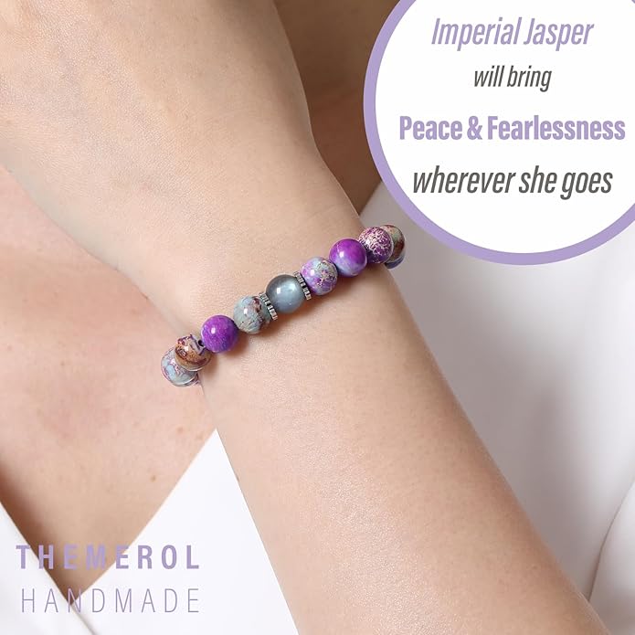 THEMEROL Handmade Gifts for Girls/Women-Love/Protection-Natural Crystal Bracelet for Daughter Granddaughter Niece Sister Mom Aunt Wife