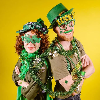 168Pcs St. Patrick's Day Party Favor Set, Include Green Beads Shamrock Necklace, Shamrock Shutter Shades Glasses, Tattoos, Mustache, Bracelets, Coins for Kids St Patrick's Day Party Accessories Decor
