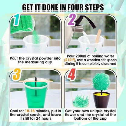 GobiDex 24-Hour 5-Set Crystal Growing Science Experiment Kit for Family Learning, STEM Project Science Toys, Educational Gifts for Kids Ages 6-12 Boys and Girls