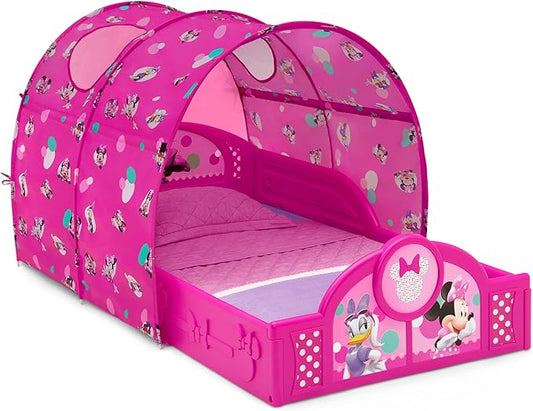 Delta Children - Disney Minnie Mouse Plastic Sleep and Play Toddler Bed with Tent, Pink