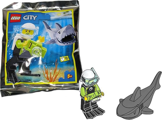 LEGO City Minifigure - Male Diver in Wetsuit (with Camera, Fish, and Sea Plant) 60221