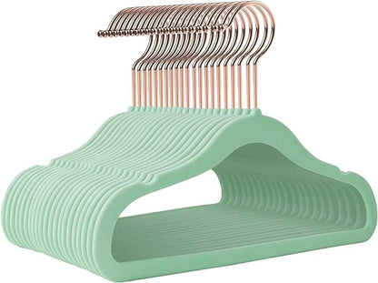 Kids Hangers - 14 Inch, 50 Pack, Green, Plastic, Ideal for Everyday Use, Baby Hangers, Durable Infant/Toddler Hangers