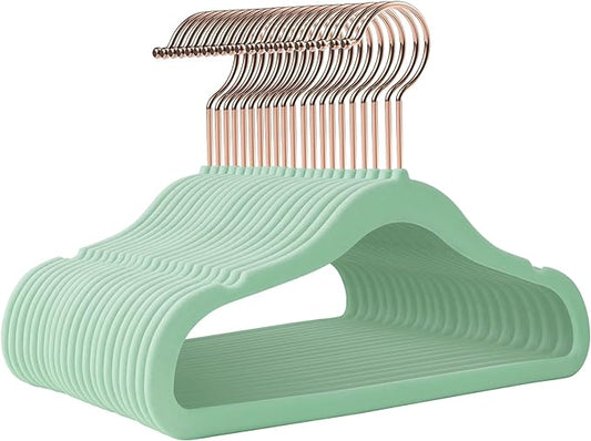 Kids Hangers - 14 Inch, 50 Pack, Green, Plastic, Ideal for Everyday Use, Baby Hangers, Durable Infant/Toddler Hangers
