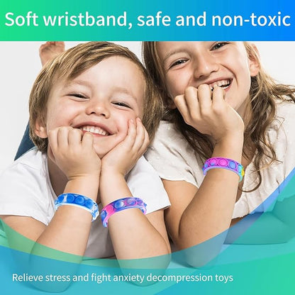 300pcs pop Random Bracelet,Pop Bubble Fidget Sensory Toys, Pop Toy Bulk for Party Favor, Classroom Student Prizes Easter Basket Goodie Bag Stuffers Christmas Valentine Gift for Kid