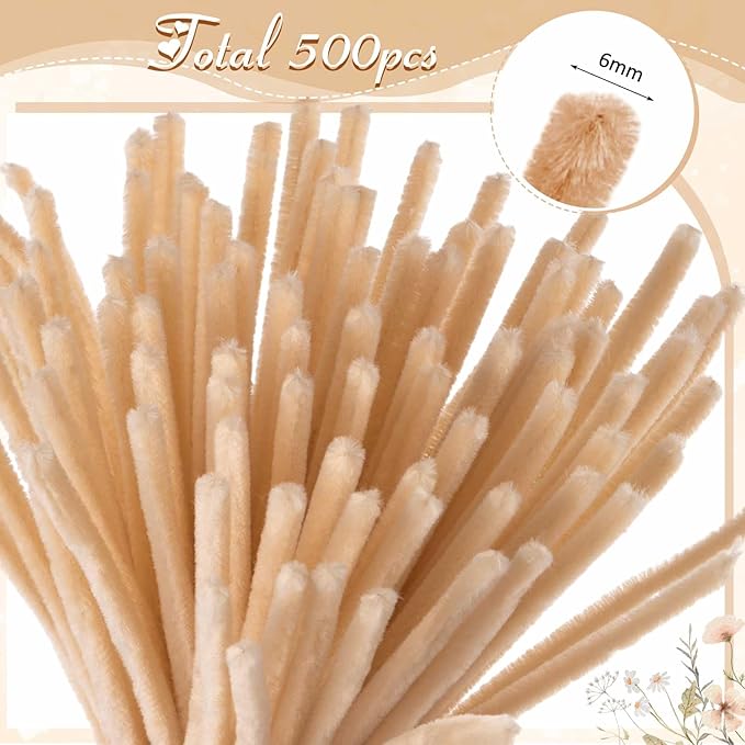 Peryiter 500 Pieces Pipe Cleaners Chenille Stems 12 Inch Craft Supplies Bulk for DIY Art and Craft Projects Creative Gift Wrapping Party Decorations(Boho Color,12 Inch)