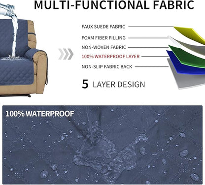 Easy-Going Sofa Slipcover Waterproof Oversized Recliner Chair Cover Non-Slip Fabric Couch Cover for Living Room Washable Furniture Protector for Pets Kids Children Dog Cat (Oversized Recliner, Navy)