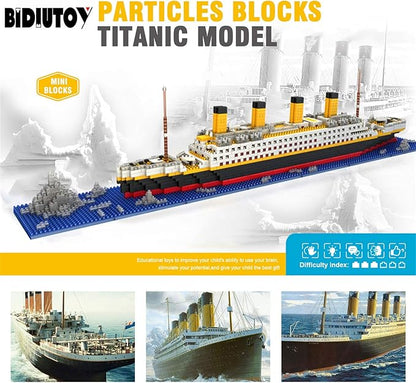 Titanic Ship Model Building Block Set, 3D Puzzle Sets DIY Educational Toys, Bricks Toy, with 1860Pcs Micro Mini Blocks, Ideal Gift for Kids and Adults