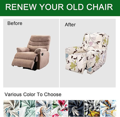 FUANGUI Recliner Chair Cover 4-Pieces Lazyboy Cover for Recliner Chair with Storage Pockets Furniture Protector for Living Room, Jacquard Sofa Slipcover for Kids, Pets, Dog and Cat, 14