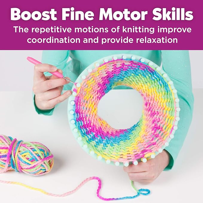 Creativity for Kids Quick Knit Loom Kit - Knitting Kit for Kids, Make Your Own Pom Pom Hat and Accessories, Knitting Loom Crafts for Kids