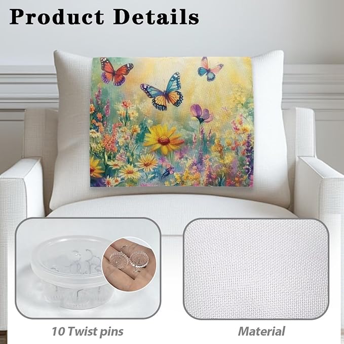 Butterfly Head Rest Cover for Recliner Easy to Install Floral Headrest Slipcovers Covers Pet Scratch Resistant Couch Headrest Covers for Sofa 2 Pack