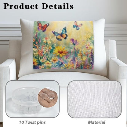 Butterfly Head Rest Cover for Recliner Easy to Install Floral Headrest Slipcovers Covers Pet Scratch Resistant Couch Headrest Covers for Sofa 2 Pack