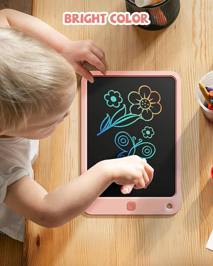 LCD Writing Tablet 10 Inch, Toys for 3 4 5 6 7 8 9 10 Year Old Boys Girls, Colorful Doodle Board Drawing Tablet, Gift for Boys Toddlers Age 3-12 Years, Memo Board, Drawing Pads with Lanyard (Pink)