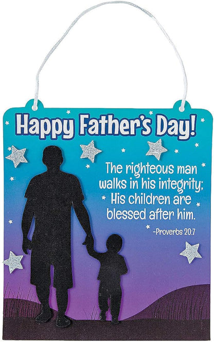 Fun Express Religious Father's Day Sign Craft Kit - Makes 12 - DIY Crafts for Kids and Sunday School Activities