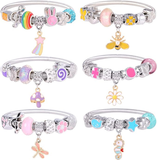 PinkSheep Bracelets for Kids, 6PC, Little Girl Friendship Bracelets Charm Bracelet, Party Favor Dress Up