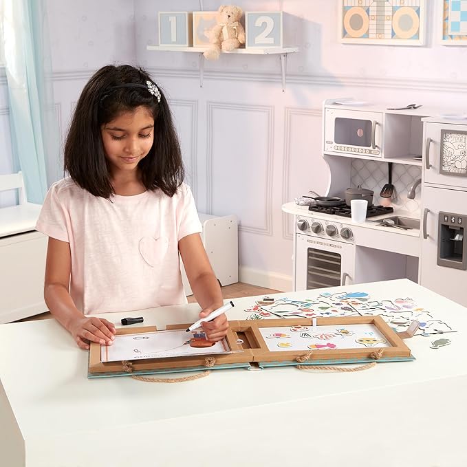 Melissa & Doug Natural Play: Play, Draw, Create Reusable Drawing & Magnet Kit – Ocean (42 Magnets, 5 Dry-Erase Markers) - FSC Certified