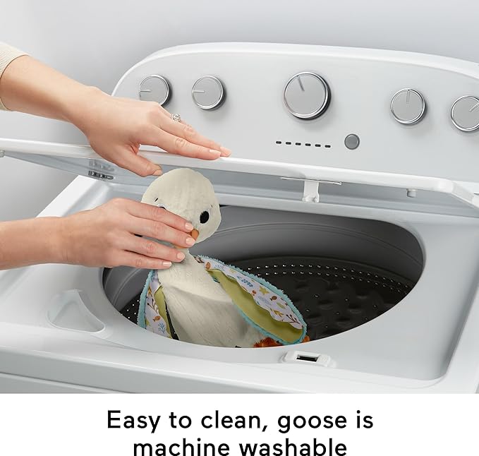 Fisher Price Baby Sensory Toy Snuggle Up Goose Plush with Jingle Sounds for Developmental Play Newborns Ages 3+ Months