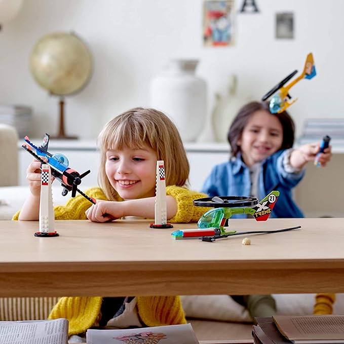 LEGO City Air Race 60260 Flying Helicopter Toy, Features 2 Ripcord Helicopters, Stunt Plane Aircraft Toy, 2 Pylons, Plus Rivera, Xtreme and Vitarush Pilot Minifigures (140 Pieces)