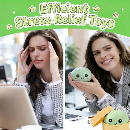 Dumpling Squishy Mystery Box, Super Soft Slow Rising TPR Tear-Resistant Smiley Face Dumpling Toy, Fidget Sensory Toys for Easter Basket Stuffers, Parties, Classroom Prizes Adults Kids (Green)