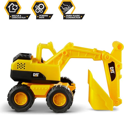 CAT Construction Toys, Construction Fleet 10" Excavator Toy – Ages 2+ Real Working Parts, Indoor/Outdoor Play, Sturdy Plastic Construction, Ideal Sand/Beach Toy