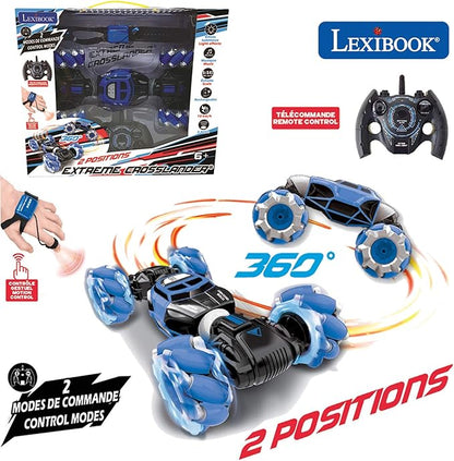 LEXiBOOK, Extreme Crosslander, Off-Road Remote Control car, up to 12km/h, Light Effects, Remote Control & Gesture Control Bracelet Included, Music, Rechargeable, RC50, Unisex Children