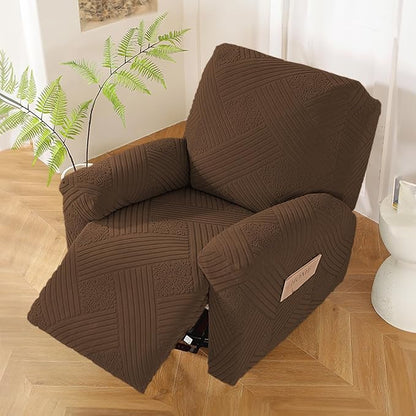 NORTHERN BROTHERS Recliner Chair Covers - Lazy Boy Recliner Covers That Stay in Place, 4 Pieces Reclining Chair Cover Recliner Slipcovers 1 Seater, Brown