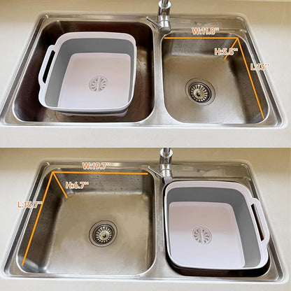 GIMWA Collapsible Wash Basin with Drain Plug - 2.4 Gallon Foldable Kitchen Sink for Baby Bottles, RV Camping, Space-Saving Dish Tub (Gray)