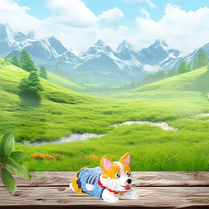 Cute Animal Building Blocks, Pet Micro Mini Building Blocks for Adults and Kids Age 6+ Gift Toy 806 Pcs (Corgi Dog)