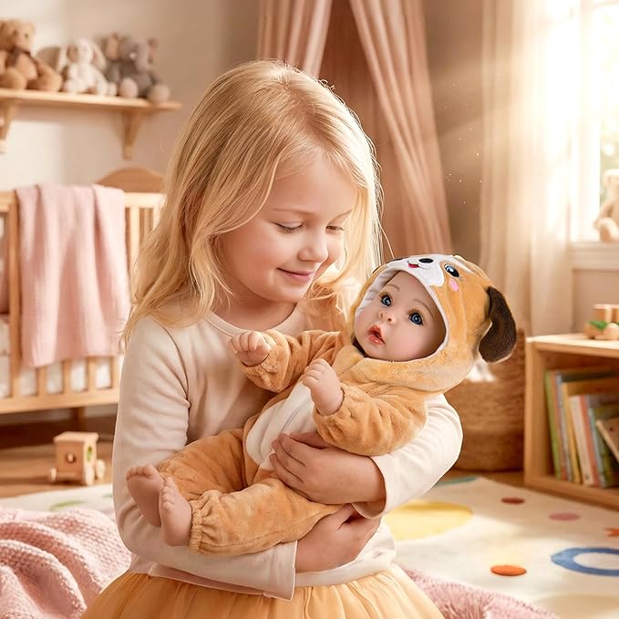 Aori Baby Dolls Realistic, 17-inch Lifelike Baby Doll Set with Feeding Kit Included, Real Life Baby Dolls for Kids 3+, Parents, Elderly and Collectors