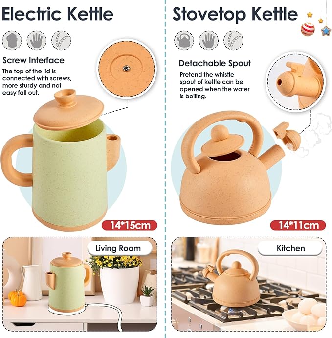 BUYGER Pretend Play Kitchen Accessories Toys Set, Cookware Pots and Pans Cooking Utensils Playset Gifts for 3 4 5 Years Old Kids Girls Boys Toddler