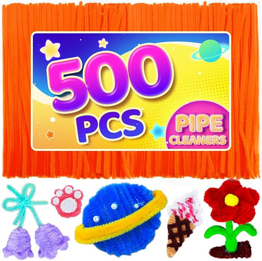 Eppingwin 500pcs Pipe Cleaners, Orange Pipe Cleaners Craft Supplies,Chenille Stems for DIY Arts Crafts Project(Orange)