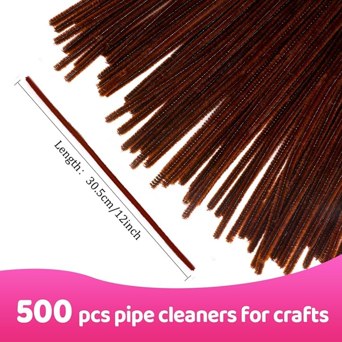 Praisebank 500pcs Brown Pipe Cleaners, Pipe Cleaners, Pipe Cleaners for Crafts.