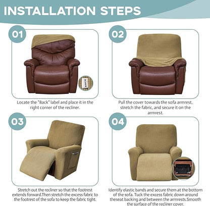 Recliner Chair Cover Lazy Boy Recliner Covers Recliner Covers for Recliner Chair 1 Piece Furniture Protector Prevent wear and pet Hair（Recliner,Tan Brown）