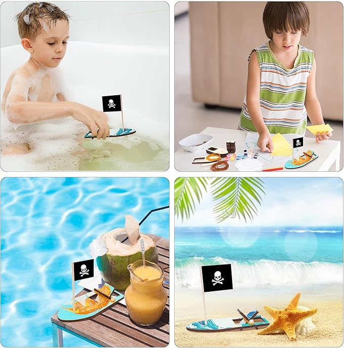 Fennoral 8 Pack Wooden Boat Crafts for Kids Make You Own Sailboat Model Kits DIY to Build and Paint Wood Rubber Band Paddle Boats Toy for School Art Projects Birthday Gifts