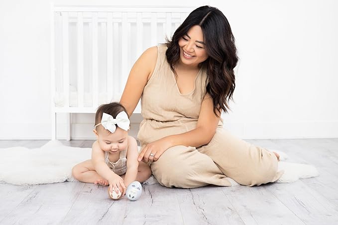 Pearhead Wooden Wobble Toy Set, Baby Tummy Time Montessori Toy, for Babies 6+ Months, Wobbler Toys for Learning, Baby Development Toy for Infants and Toddlers