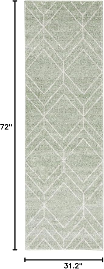 SAFAVIEH Adirondack Collection Runner Rug - 2'6" x 6', Sage & Ivory, Modern Geometric Design, Non-Shedding & Easy Care, Ideal for High Traffic Areas in Living Room, Bedroom (ADR241Y)